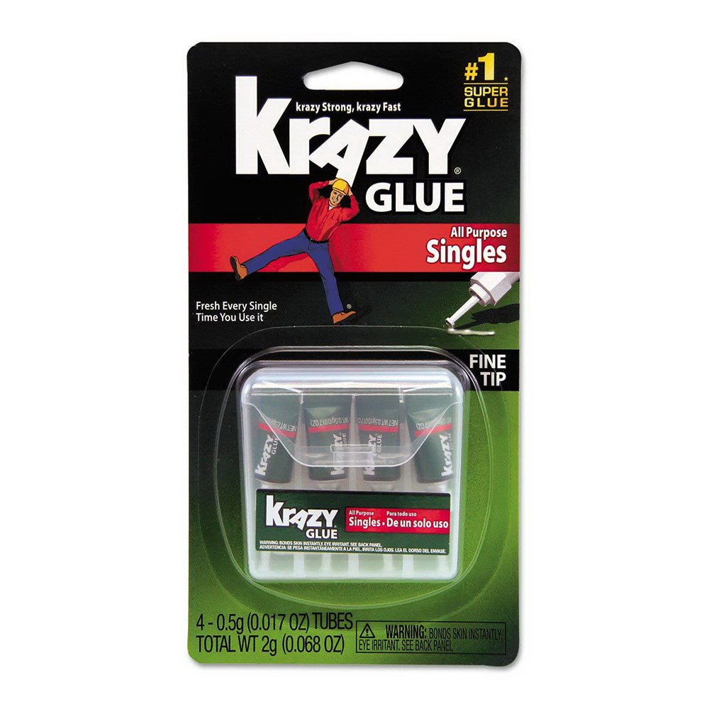 Elmers Instant Krazy All Purpose Glue Liquid, Single Use Tubes, 4 Ea